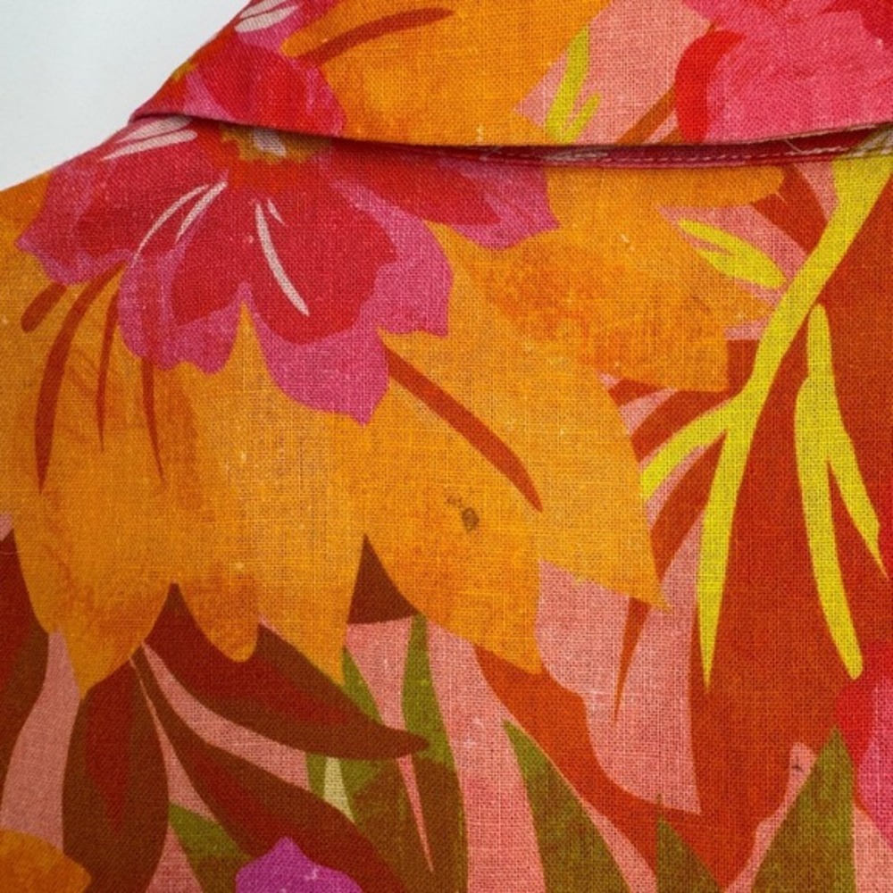 Kachel x Anthropologie Floral Linen Blend Romper Size 2 Orange Tropical Resort‎ - Picture 10 of 13